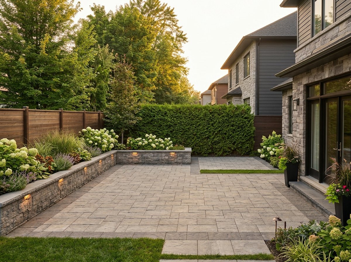 Empty backyard patio before outdoor living transformation